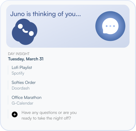 Juno is thinking of you widget