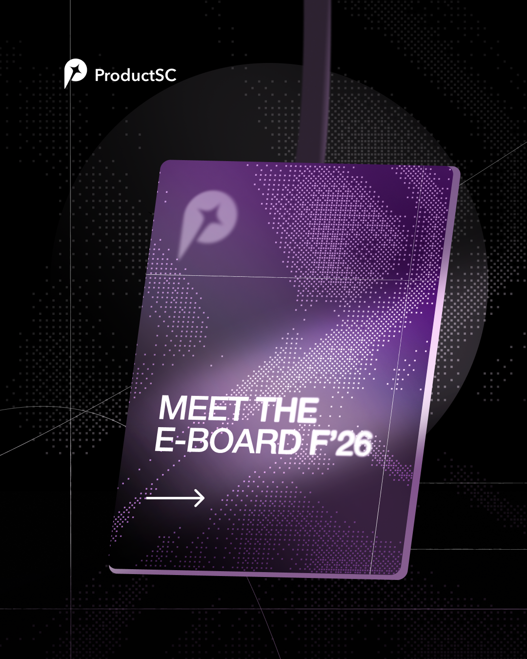 A recruitment card introducing ProductSC's incoming Fall 2026 executive board