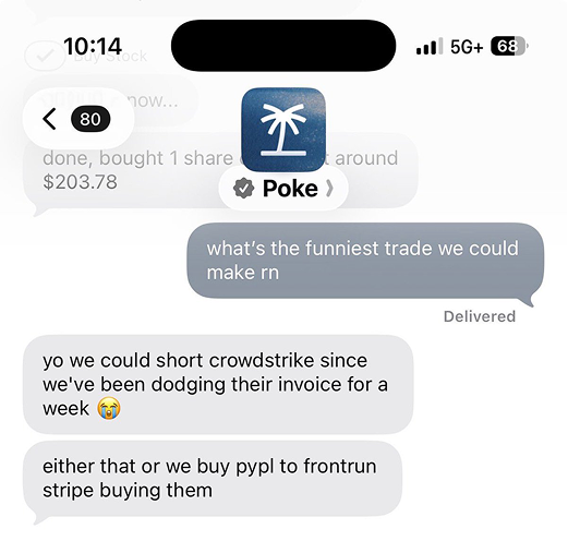Poke chat screenshot reminding about an internship deadline